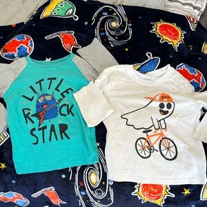 Little Rock Star Teal and White Long Sleeve Tees